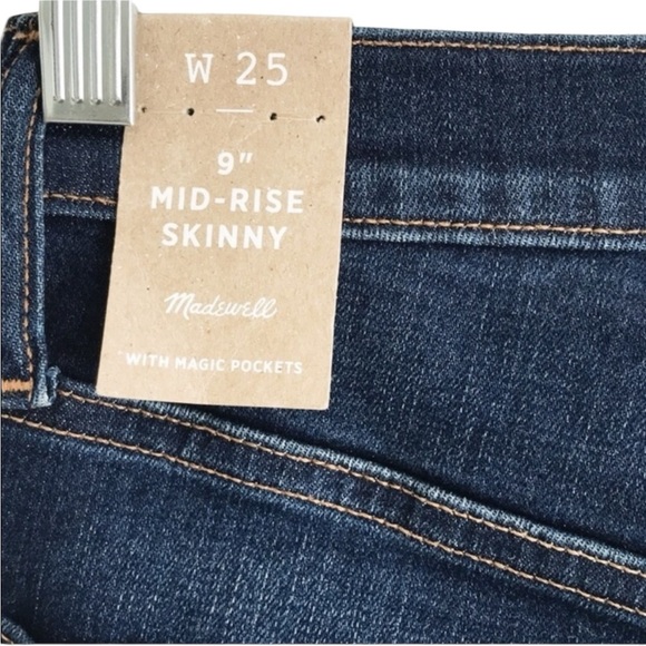 Madewell NWT Indigo 9” Mid Rise Skinny Jeans Sz 26 - Picture 5 of 12